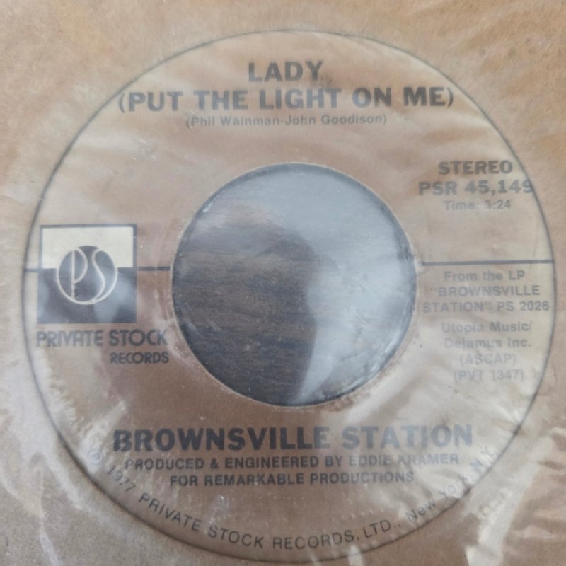 BROWNSVILLE STATION — LADY / ROCKERS 'N' ROLLARS record label scan