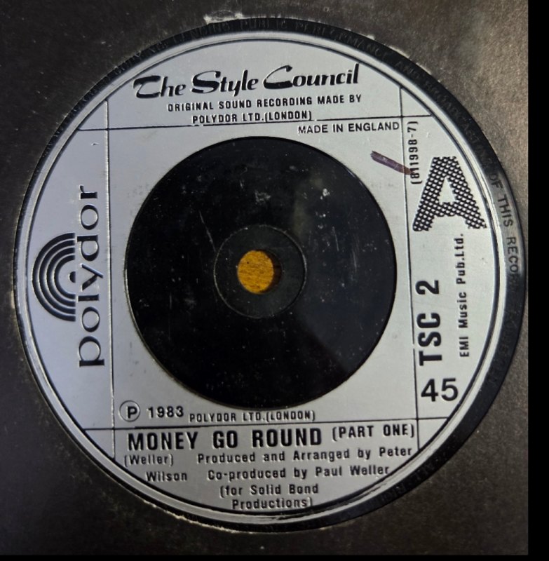 STYLE COUNCIL — MONEY GO ROUND / PT2 record label scan