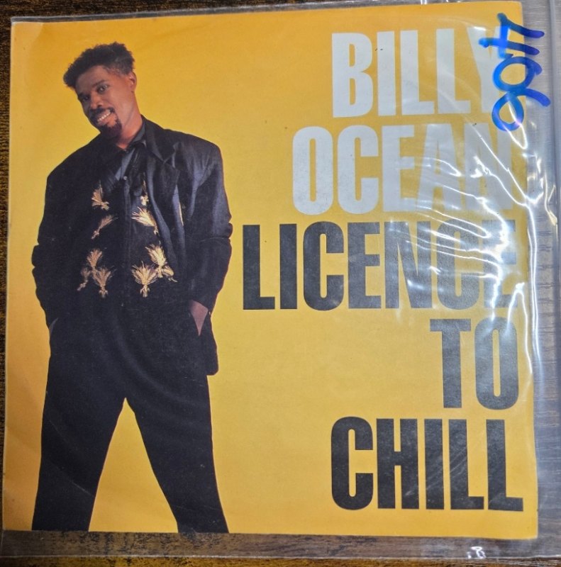 BILLY OCEAN — LICENCE TO CHILL / PLEASURE record label scan