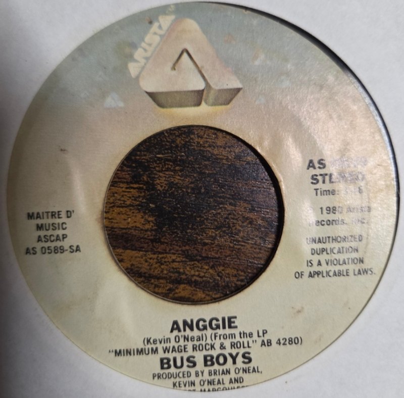 BUS BOYS — ANGGIE / DID YOU SEE ME record label scan