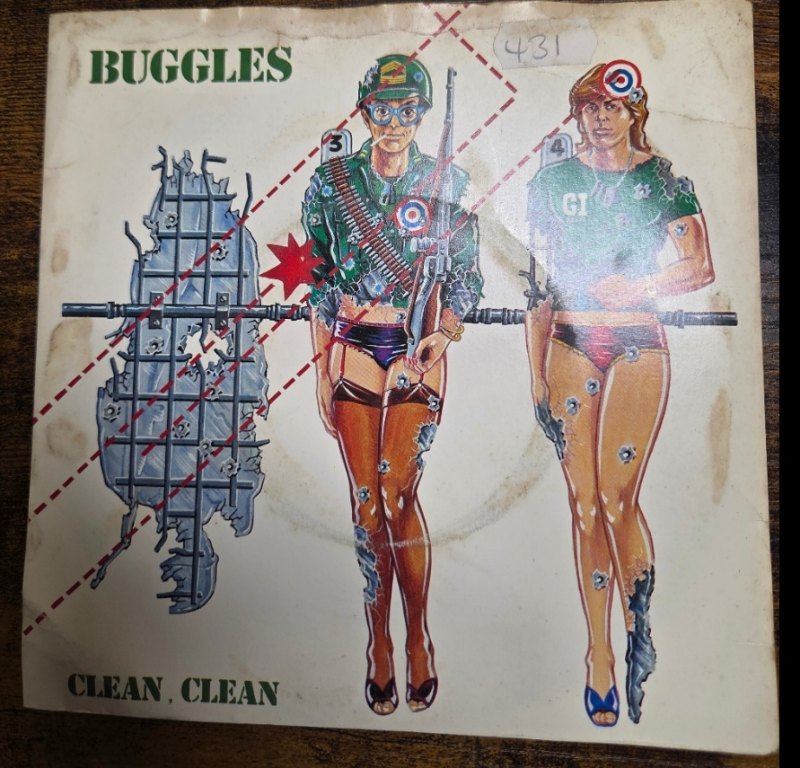 THE BUGGLES — CLEAN CLEAN / TECHNOPOP record label scan