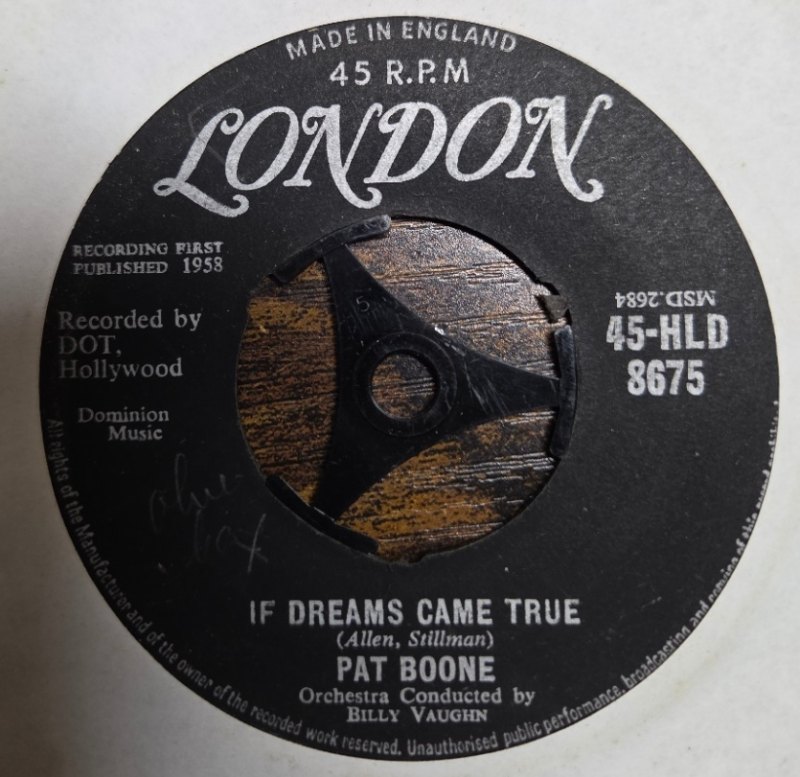 PAT BOONE — THAT'S HOW MUCH I LOVE YOU / IF DREAMS CAME TRUE record label scan