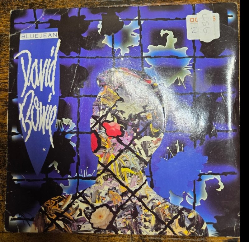 DAVID BOWIE — BLUE JEAN / DANCING WITH THE BIG BOYS record label scan
