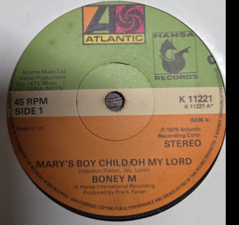 BONEY M MARY'S BOY CHILD / DANCING IN THE STREETS