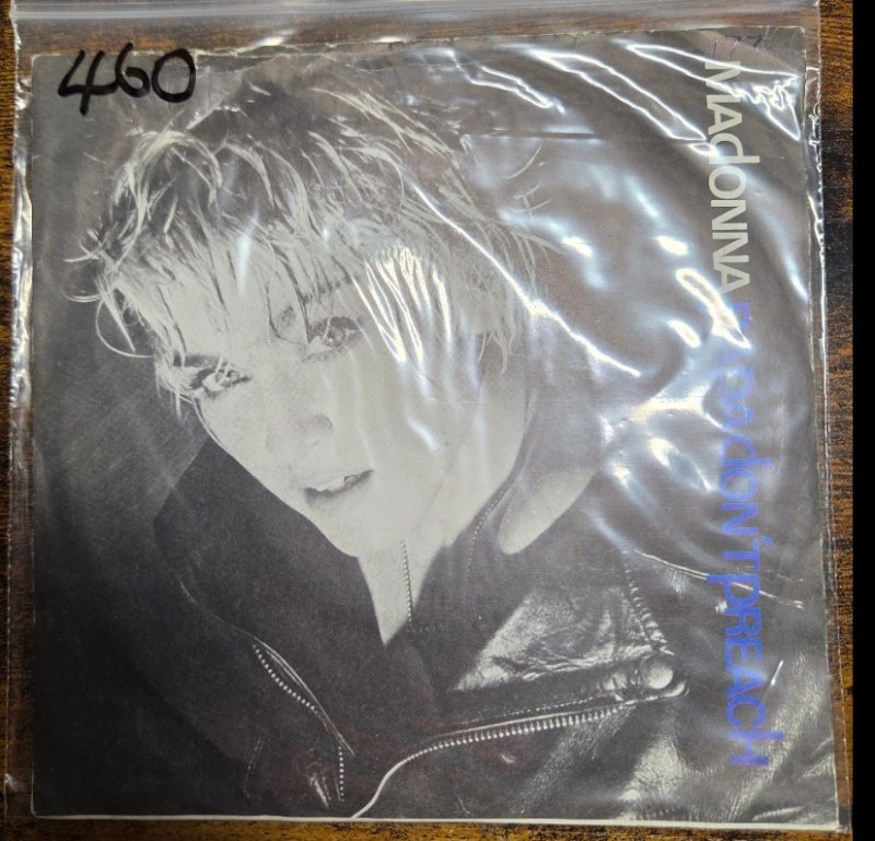 MADONNA — PAPA DON'T PREACH / AIN'T NO BIG DEAL record label scan