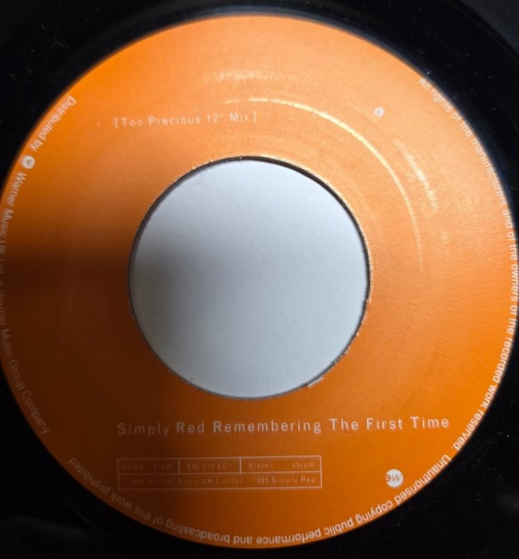 SIMPLY RED — REMEMBERING THE FIRST TIME / MIX record label scan