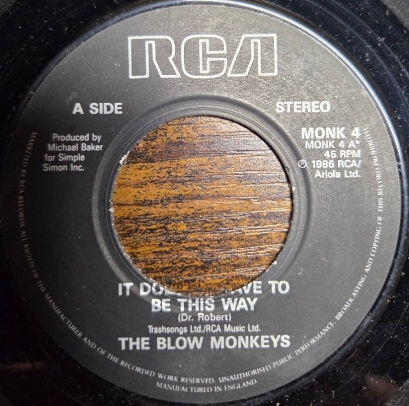 THE BLOW MONKEYS — IT DOESN'T HAVE TO BE THIS WAY / ASK FOR MORE record label scan