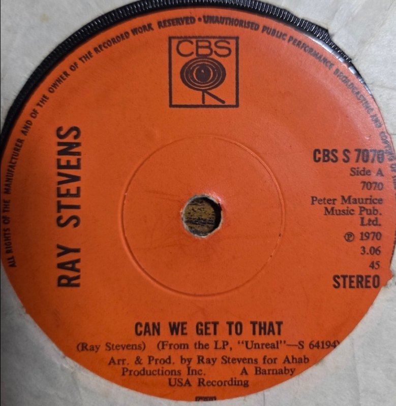 RAY STEVENS — CAN WE GET TO THAT / BRIGET THE MIDGET record label scan