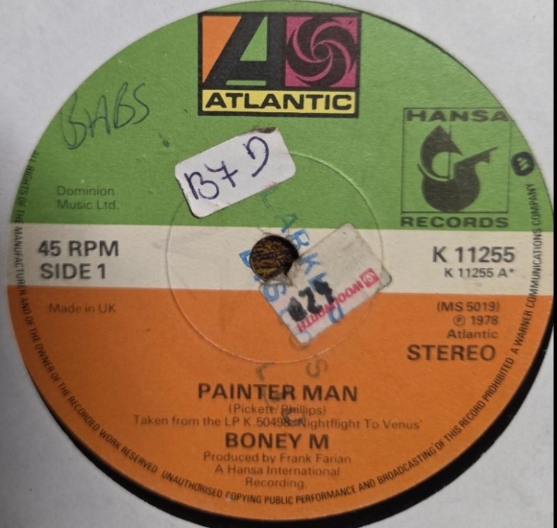 BONEY M — PAINTER MAN / HE WAS A STEPPENWOLF record label scan
