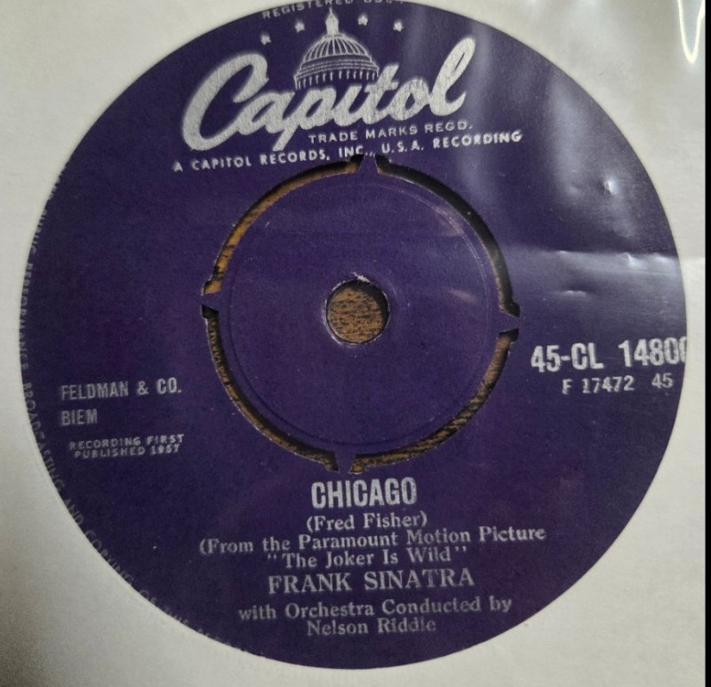 FRANK SINATRA — CHICAGO / ALL THE WAY record label scan