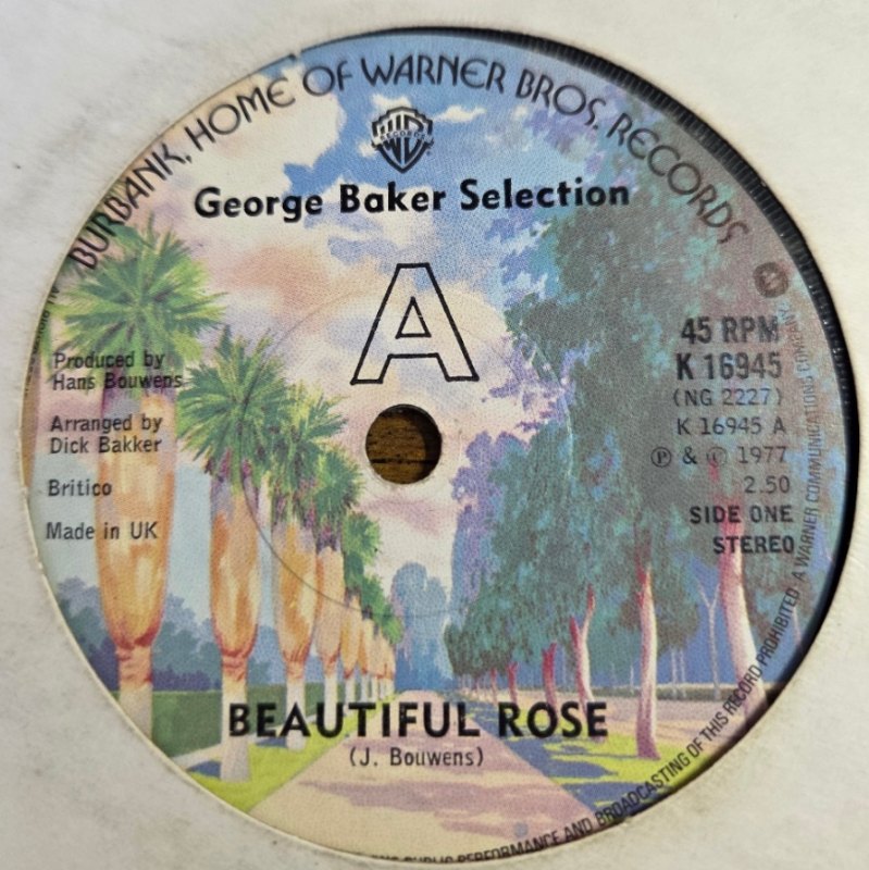 GEORGE BAKER SELECTION — BEAUTIFUL ROSE / JIMMY record label scan