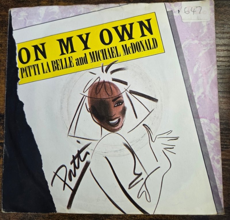 PATTI LA BELLE AND MICHAEL MCDONALD — ON MY OWN / STIR IT UP record label scan