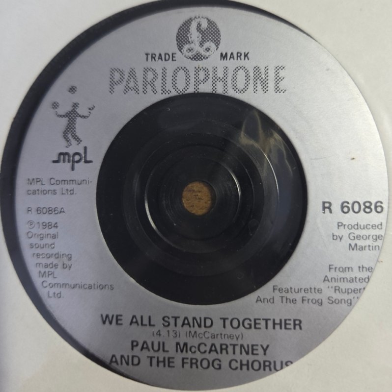 PAUL MCCARTNEY AND THE FROG CHOIR — WE ALL STAND TOGETHER / HUMMING VERSION record label scan