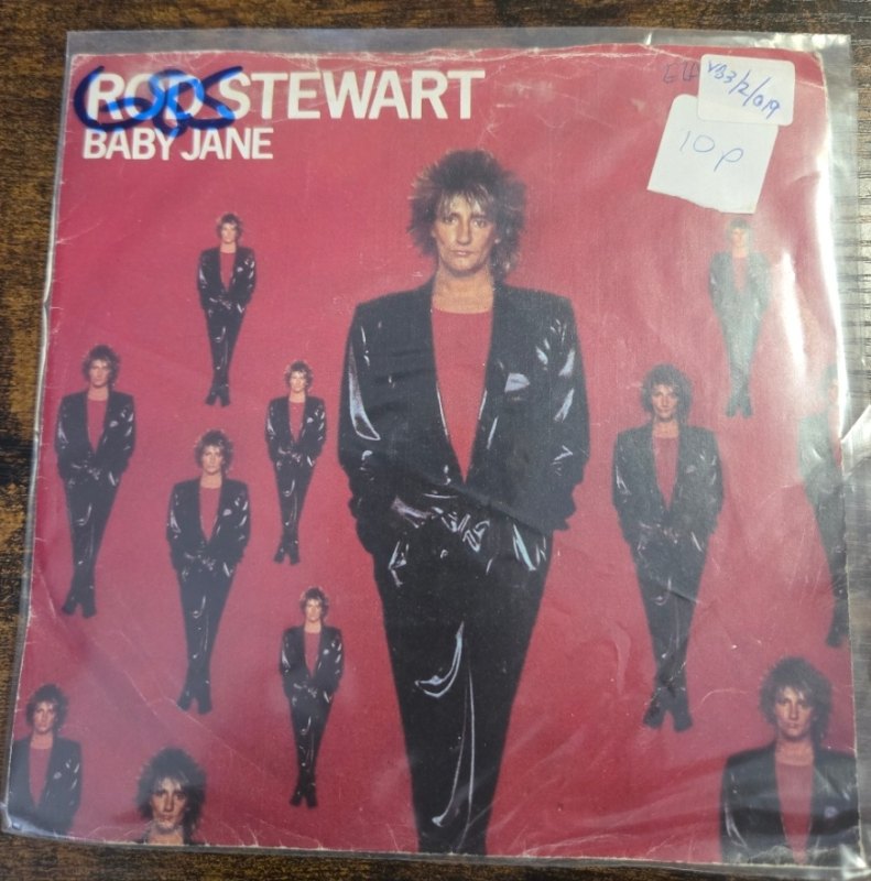 ROD STEWART — BABY JANE / READY NOW record label scan