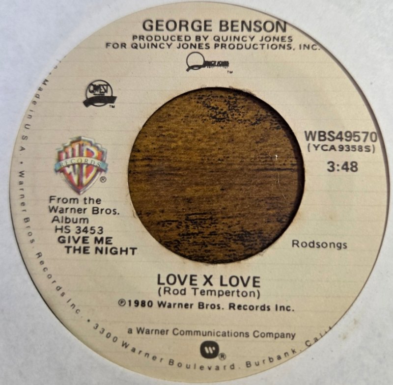 GEORGE BENSON — LOVE X LOVE / LOVE DANCE record label scan
