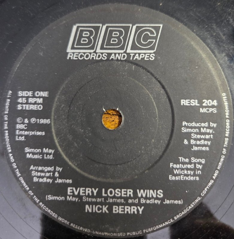 NICK BERRY — EVERY LOSER WINS /INSTRUMENTAL record label scan