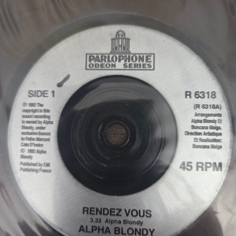 ALPHA BLONDY — RENDEZVOUS / MULTIPARTISME record label scan