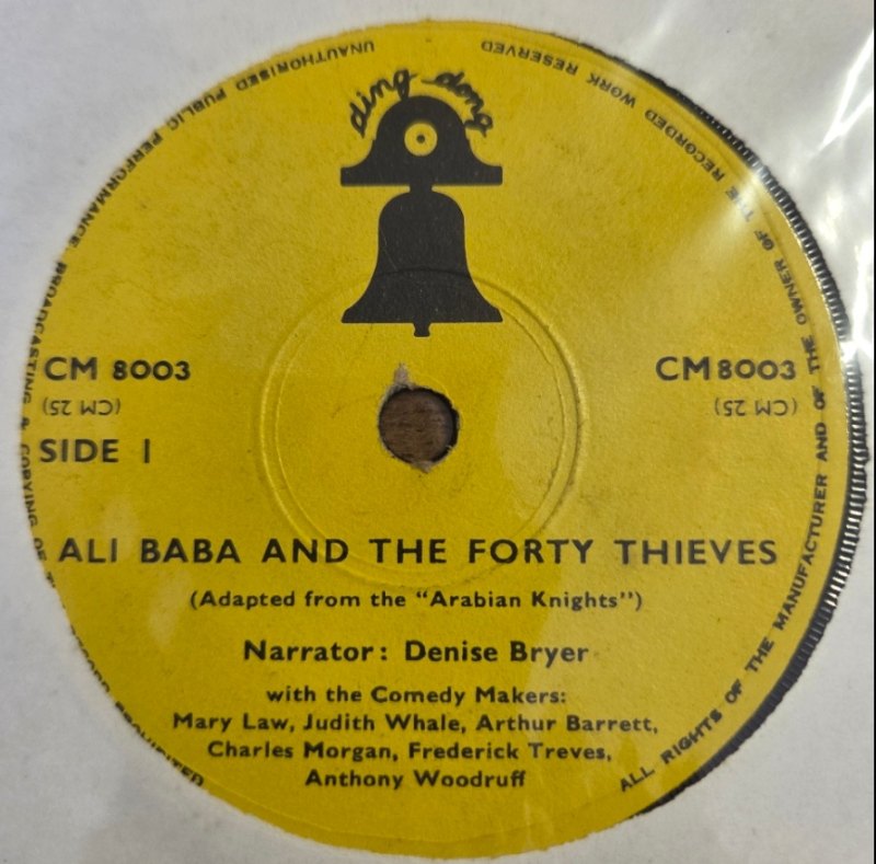 DENISE BRYER — ALI BABA AND THE FORTY THIEVES / PT2 record label scan