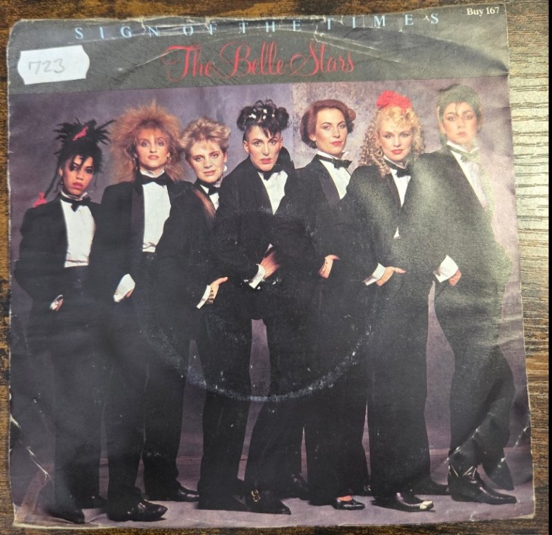 THE BELLE STARS — SIGN OF THE TIMES / MADNESS record label scan