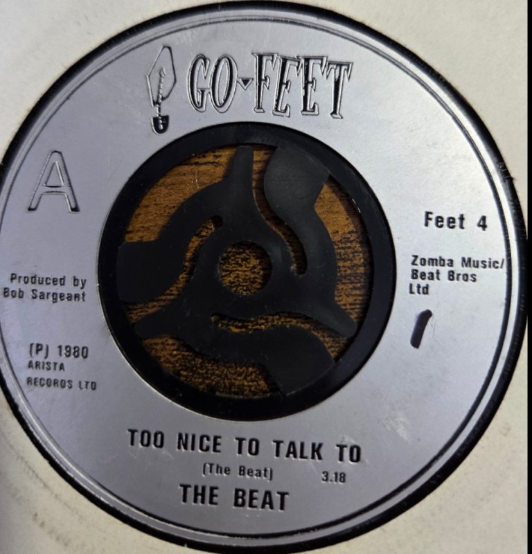 THE BEAT — TOO NICE TO TALK TO / PSYCHEDELIC ROCKERS record label scan