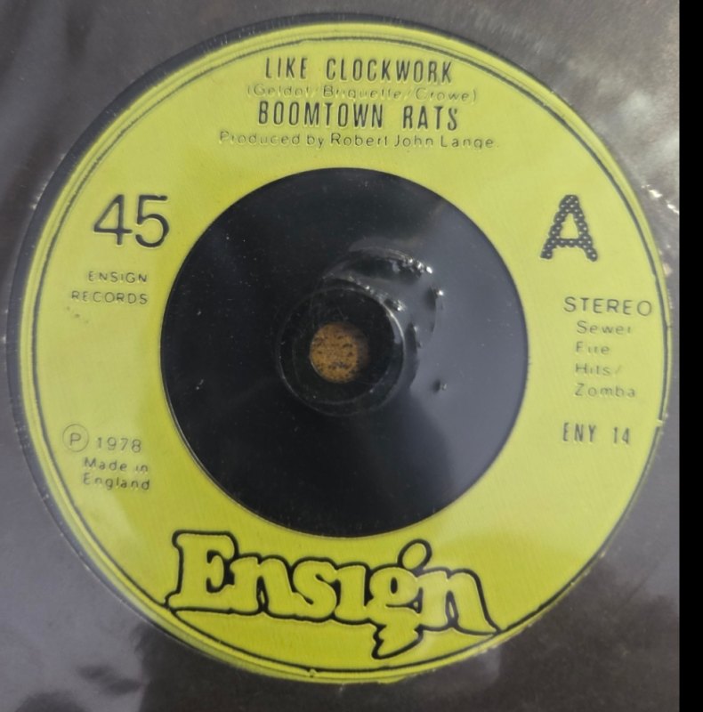 BOOMTOWN RATS — LIKE CLOCKWORK / HOW DO YOU DO record label scan