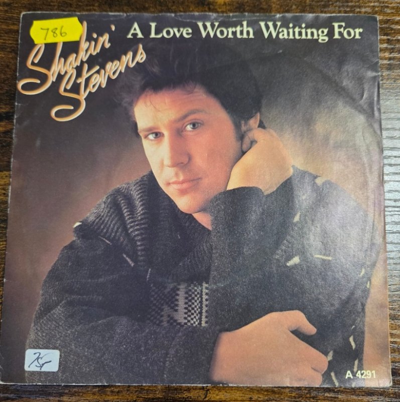SHAKIN STEVENS — A LOVE WORTH WAITING FOR / AS LONG AS record label scan