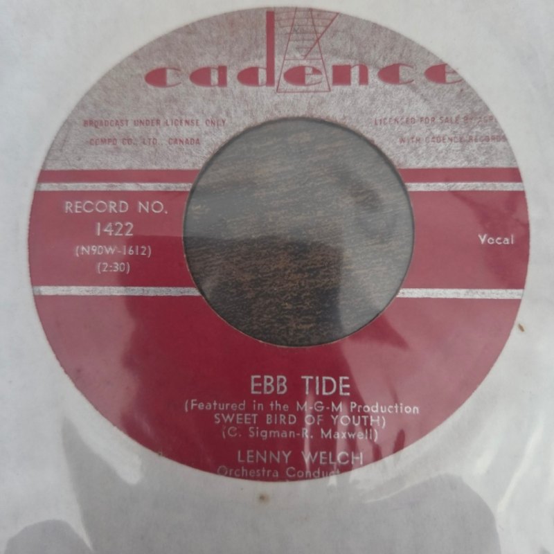 LENNY WELCH — EBB TIDE record label scan
