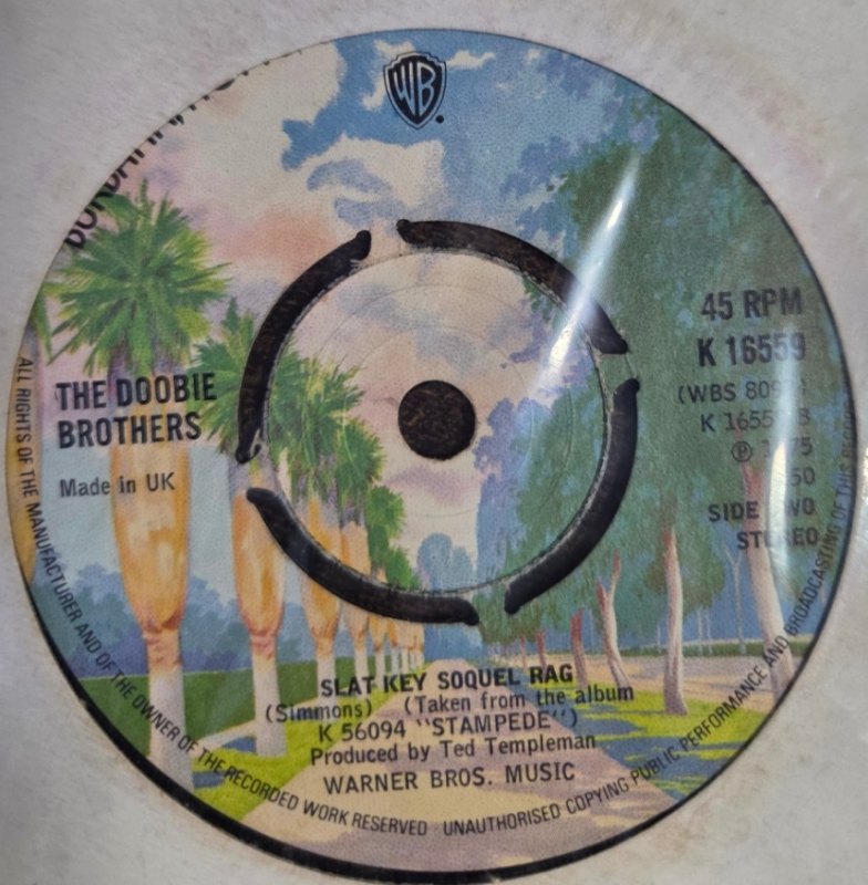 DOOBIE BROTHERS — TAKE ME IN YOUR ARMS / SLAT KEY SOQUEL RAG record label scan