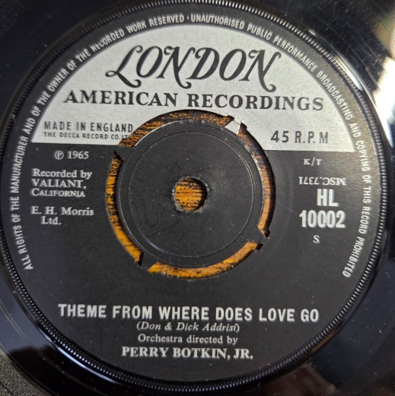CHARLES BOYER / PERRY BOTKIN JR — WHERE DOES LOVE GO / THEME FROM WHERE DOES LOVE GO record label scan