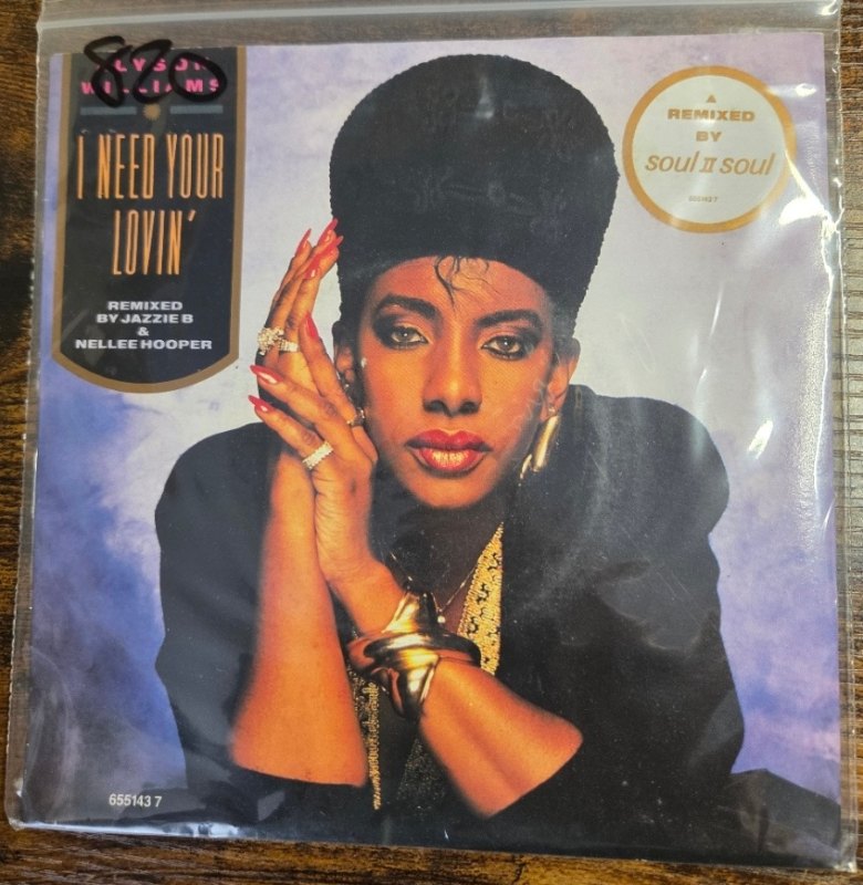 ALYSON WILLIAMS — I NEED YOUR LIVIN' / MAKE YOU MINE TONIGHT record label scan