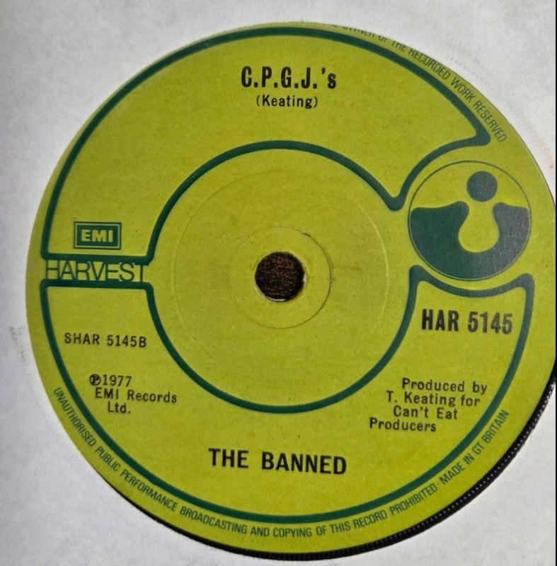 THE BANNED — LITTLE GIRL / C.P.G.J. record label scan
