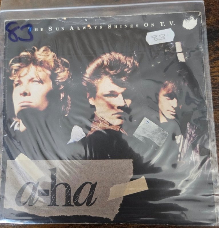 A-HA — THE SUN ALWAYS SHINES ON TV / DRIFTWOOD record label scan