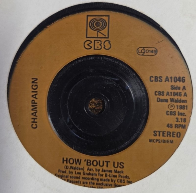 CHAMPAIGN — HOW BOUT US / SPINNIN record label scan