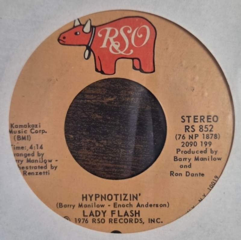 LADY FLASH — HYPNOTIZIN / STREET SINGIN' record label scan