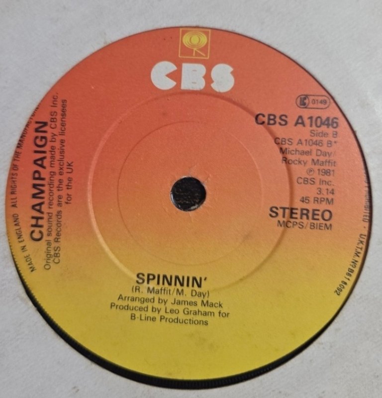 CHAMPAIGN — HOW BOUT US / SPINNIN record label scan
