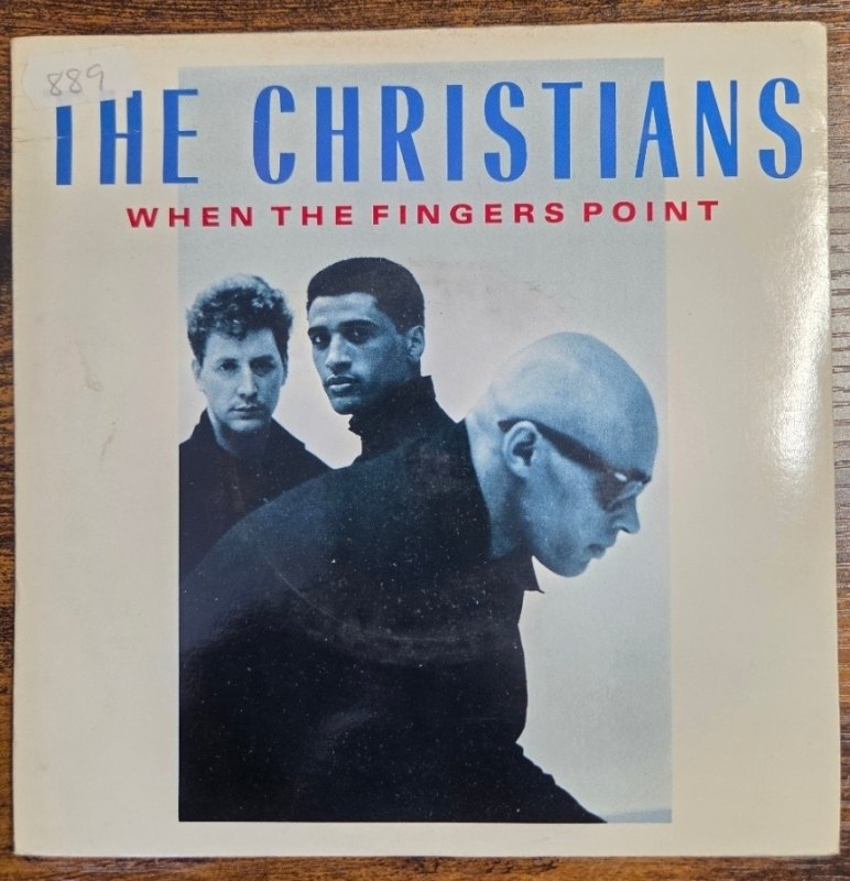 THE CHRISTIANS — WHEN THE FINGERS POINT / REBECCA record label scan
