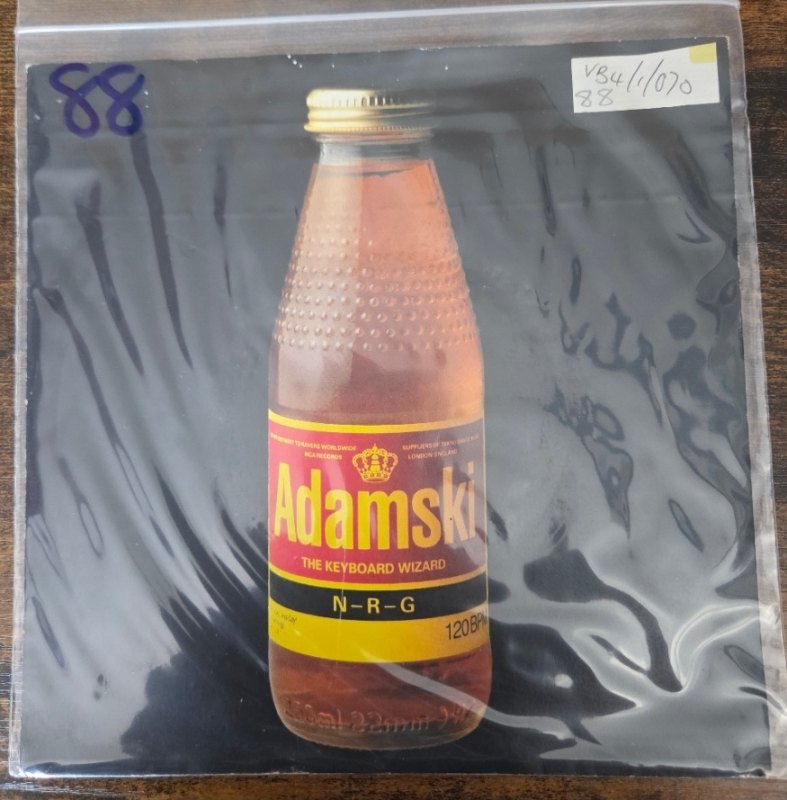 ADAMSKI — N-R-G / I LOVE TECKNOLOGY record label scan