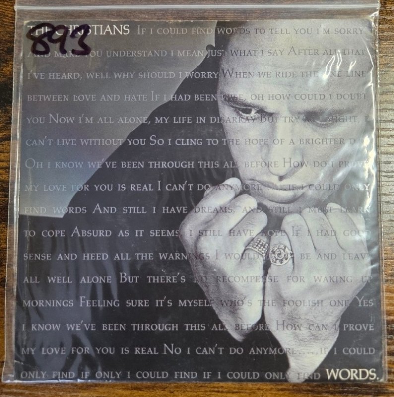 CHRISTIANS — WORDS / LONG GONE record label scan