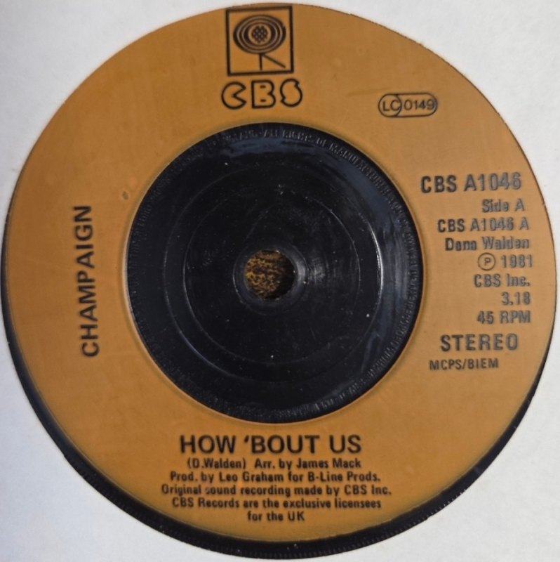 CHAMPAIGN — HOW BOUT US / SPINNIN record label scan