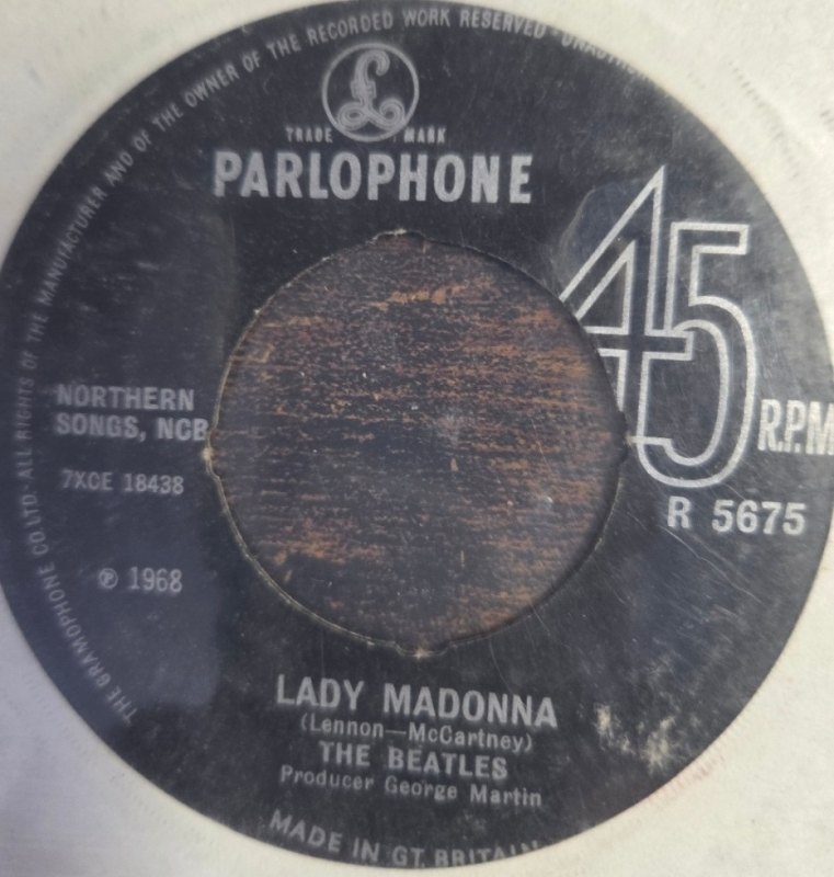 BEATLES — LADY MADONNA / THE INNER LIGHT record label scan