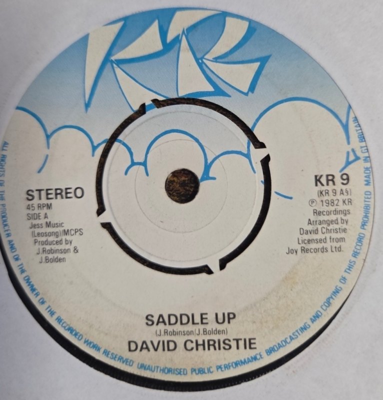 DAVID CHRISTIE — SADDLE UP / THE SIGNALS record label scan