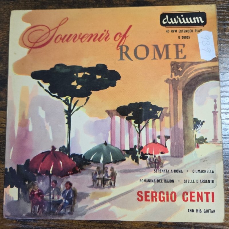 SERGIO CENTI AND HIS GUITAR — SOUVENIR OF ROME record label scan