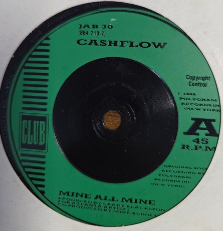 CASHFLOW — MINE ALL MINE / PARTY FREAK record label scan