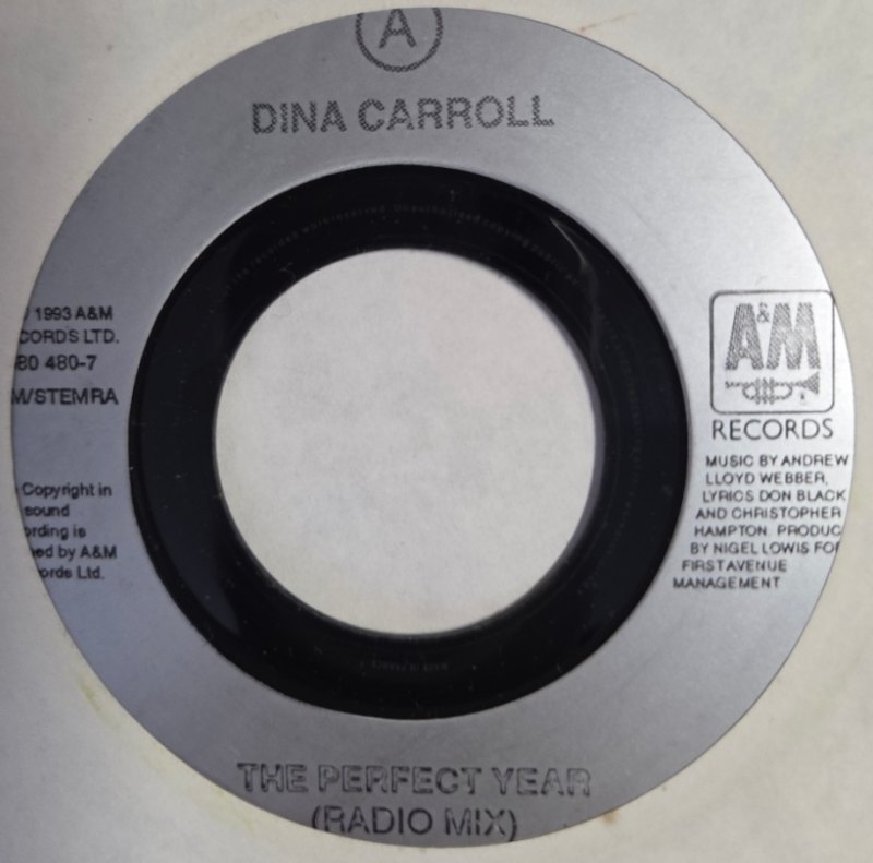 DINA CARROLL — THE PERFECT YEAR / HERE record label scan