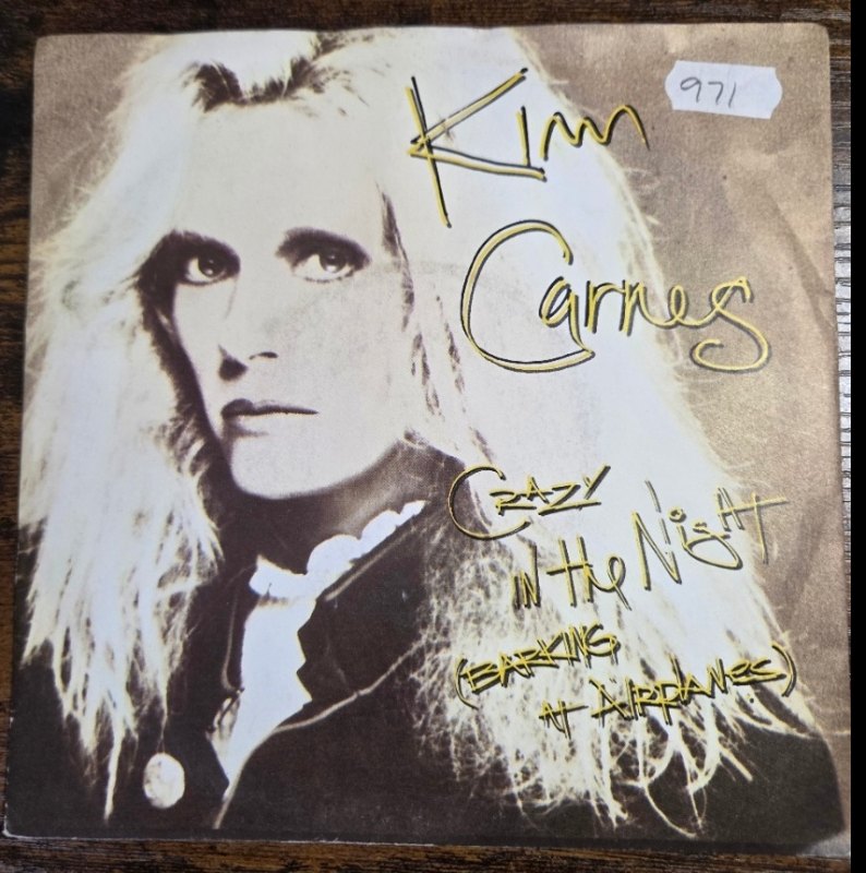 KIM CARNES — CRAZY IN THE NIGHT / OLIVER record label scan
