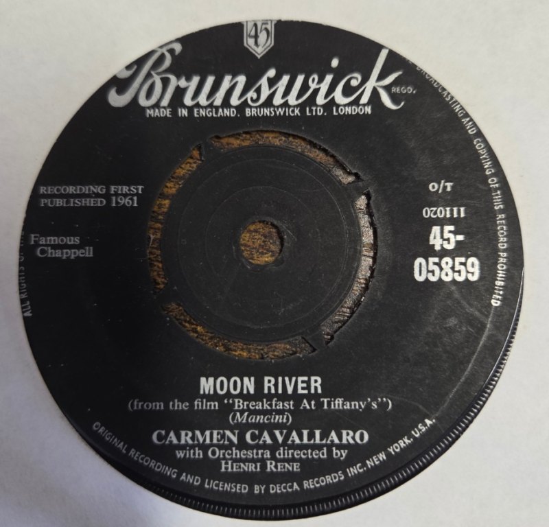 CARMEN CAVALLARO — MOON RIVER record label scan