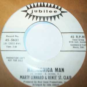 MARTY LENNARD AND RENEE ST CLAIR — HARMONICA MAN / I CAN HEAR THE RAIN record label scan