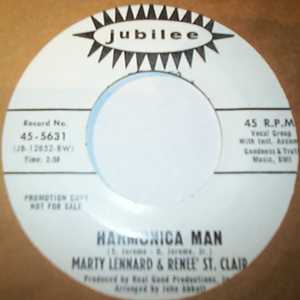 MARTY LENNARD AND RENEE ST CLAIR — HARMONICA MAN / I CAN HEAR THE RAIN record label scan