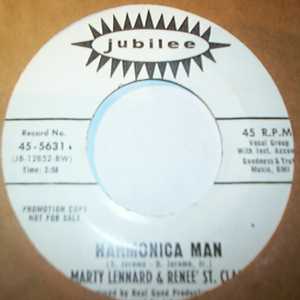 MARTY LENNARD AND RENEE ST CLAIR — HARMONICA MAN / I CAN HEAR THE RAIN record label scan