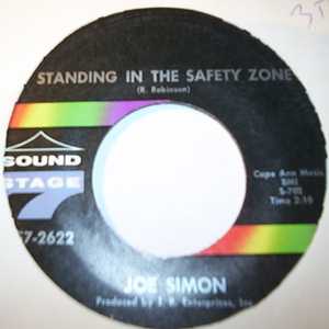 JOE SIMON — STANDING IN THE SAFETY ZONE / LOOKING BACK record label scan